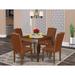 Winston Porter Hotz 5 Piece Solid Wood Dining Set Wood/Upholstered in Brown | 30 H in | Wayfair E0323CAEEEEE4A149BF9FBE9C7570261