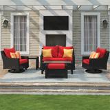 Three Posts™ Northridge 6-Piece Sunbrella Sofa Seating Group Synthetic Wicker/Wood/All - Weather Wicker/Wicker/Rattan in Brown | Outdoor Furniture | Wayfair