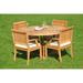 Rosecliff Heights Bradyn Luxurious 5 Piece Teak Outdoor Dining Set Wood/Teak in Brown/White | 30.5 H x 60 W x 60 D in | Wayfair