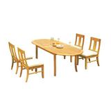Rosecliff Heights Kevon Oval 4 - Person Teak Outdoor Dining Set Metal in Brown/White | 30.5 H x 71 W x 40 D in | Wayfair