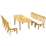 Rosecliff Heights Kevon Oval 8 - Person Teak Outdoor Dining Set Wood/Metal in Brown | 30.5 H x 71 W x 40 D in | Wayfair