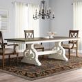 Darby Home Co Drake 76-98" Wide Trestle Table, Rustic White & French Oak Wood in Brown/Green/White | 30 H in | Wayfair