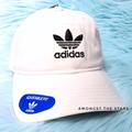 Adidas Accessories | Adidas Trefoil White Relaxed Strapback Dad Hat Cap | Color: Black/White | Size: Os