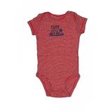 Carter's Short Sleeve Onesie: Red Stripes Bottoms - Size 6 Month