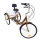 SENDERPICK 24" 6 Speed Adult 3 Wheel Tricycle, Adult Bicycle Cycling Pedal Bike with White Basket for Outdoor Sports Shopping Adjustable (Gold)