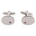 David Van Hagen Mens Oval Ruby Cufflinks - Silver/Red