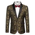 COOFANDY Mens Floral Tuxedo Jacket Paisley Shawl Lapel Suit Blazer Jacket for Dinner,Prom,Wedding, Golden, Large