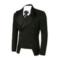 JINIDU Men's Casual Double-Breasted Suit Coat Jacket Business Blazers, Dark Green