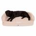 3 Dog Personalized EZ Wash Premium Memory Foam Bolster Dog Bed, 48" L X 31" W X 10" H, Houndstooth, Large, Off-White / Tan