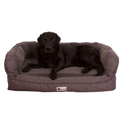 3 Dog Personalized EZ Wash Memory Foam Fleece Bolster Dog Bed, 32" L X 21" W X 9" H, Chocolate