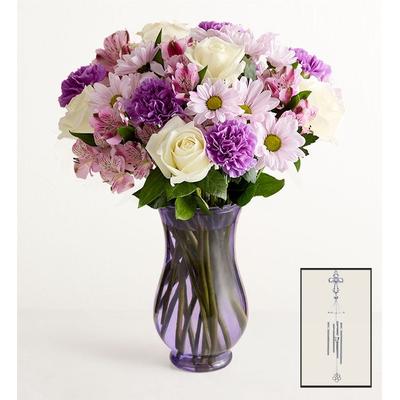 1-800-Flowers Everyday Gift Delivery Memory Garden Bouquet W/ Purple Vase & Windchime | Happiness Delivered To Their Door