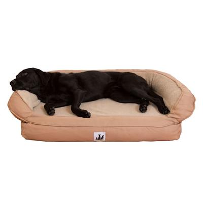 3 Dog Personalized EZ Wash Memory Foam Fleece Bolster Dog Bed, 38" L X 26" W X 10" H, Tan