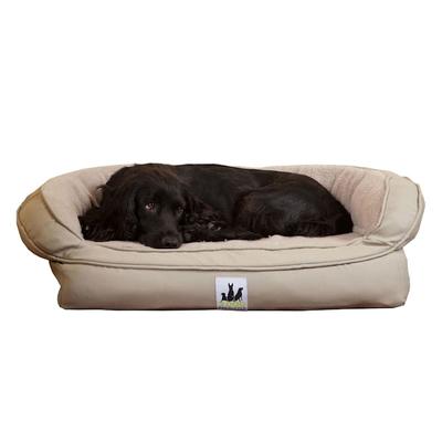 3 Dog Personalized EZ Wash Fleece Bolster Dog Bed, 32" L X 21" W X 9" H, Beige