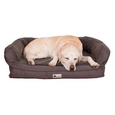 3 Dog Personalized EZ Wash Fleece Bolster Dog Bed, 48" L X 31" W X 10" H, Chocolate