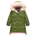 Ding-dong Kid Girl Winter Hooded Fur Down Parka Coat(Style 2 Green,5T)