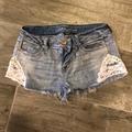 American Eagle Outfitters Shorts | Ae American Eagle Jean Shorts With Lace Detail | Color: Blue/White | Size: 2