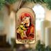 The Holiday Aisle® Inspirational Icon Holy Virgin Mary Wooden Photo Ornament Wood in Brown/Green/Red | 5 H x 3.5 W x 0.75 D in | Wayfair 87011