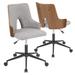 Stella Mid-Century Modern Office Chair in Walnut Wood & Grey Fabric - Lumisource OC-STLA WL+GY