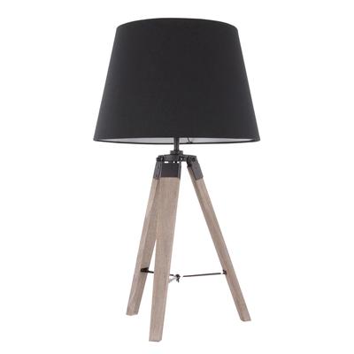 Compass Mid-Century Modern Table Lamp in Grey Washed Wood & Black Shade - Lumisource L-CMPSTB GY+BK