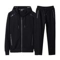 Goorape Men's Athletic Tracksuit Bomber/Hoodie Jackets & Pants Set Jogging Sweatsuit Big Black L