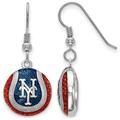 Women's New York Mets Sterling Silver Enameled Baseball Earrings