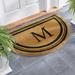 Monogrammed Coir Border Half Round Door Mat - W - Grandin Road