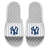 Youth ISlide White New York Yankees Cooperstown Pinstripe Logo Slide Sandals