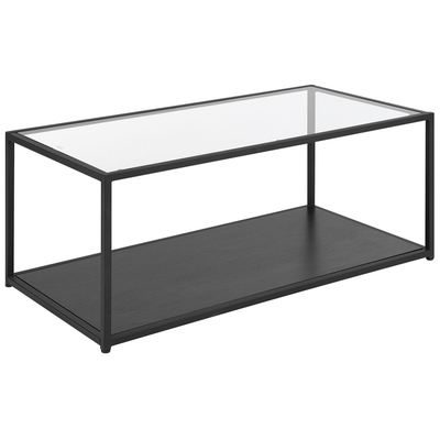 Couchtisch Schwarz Transparent Glas Metallgestell 54 x 100 cm Rechteckig Industriell