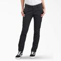 Dickies Women's Slim Fit Pants - Rinsed Black Size 8 (FP513)