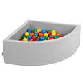 KiddyMoon Soft Ball Pit Quarter Angular 90X30cm/300 Balls ∅ 7Cm / 2.75In For Kids, Foam Ball Pool Baby Playballs, Made In EU, Light Grey:Yellow/Green/Blue/Red/Orange