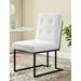 Privy Black Stainless Steel Fabric Dining Chair by Modway Upholstered/Fabric in White | 35.5 H x 19 W x 25.5 D in | Wayfair EEI-3745-BLK-WHI