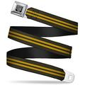 Buckle Down Men's Seatbelt Belt XL, Stripe Black/Gold, 1.5" Wide-32-52 Inches