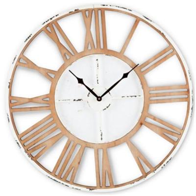 Gerson 94376 - 24"L x 24"W x 0.8"H Wood Roman Numeral Round Wall Clock Wall Decor Clocks