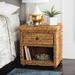 "Magi Natural Brown Wicker Nightstand w/ Drawer & 8""H Storage in Natural Abaca Brown - Safavieh SEA8001A"