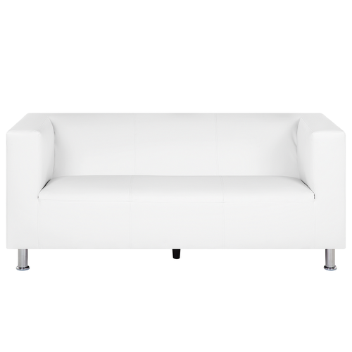 Sofa Weiß Kunstleder 3-Sitzer Minimalistisch Modern Wohnzimmer