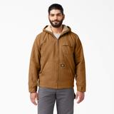 Dickies Men's Duck High Pile Fleece Lined Hooded Jacket - Rinsed Brown Size M (TJ350)