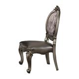 Versailles Side Chair (Set of 2) in Silver PU & Antique Platinum - Acme Furniture 66822