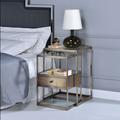 Enca 2Pc Pk Nesting Tables Set in Antique Brass & Clear Glass - Acme Furniture 84470