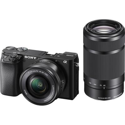 Sony Alpha 6100 Y/B Mirrorless Camera w/ 16-50mm and 55-210mm lenses