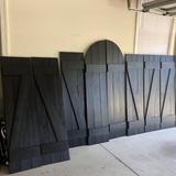 Ekena Millwork Timberthane Faux Rustic Spaced Board-n-Batten Faux Wood Shutters | 96 H x 23 W x 1.5 D in | Wayfair FBS06S23X096RUF