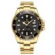 Wrist Watches,Water Ghost Watch Men's Mechanical Watch Steel Belt Waterproof Automatic Watch, Full Gold Black Face