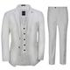 Mens 3 Piece Suit in White Smart Formal Wedding Party Tailored Fit Blazer Trouser Waistcoat[SUIT-JROSS-WHITE-50,UK/US 50 EU 60,Trouser 44"]