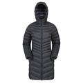 Mountain Warehouse Florence Womens Winter Long Padded Jacket - Water Resistant Rain Coat, Lightweight Ladies Jacket, Warm, 30C Heat Rating - for Outdoors, Walking Jet Black 14