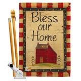 Breeze Decor Bless our Home 2-Sided Polyester 40 x 28 in. Flag Set in Brown | 40 H x 28 W x 1 D in | Wayfair BD-SH-HS-100069-IP-BO-D-US18-SB