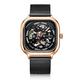 Wrist Watches,Trend Automatic Mechanical Watch Square Large Dial Men's Watch, Mesh with Rose Gold Black Face