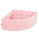 KiddyMoon Soft Ball Pit Quarter Angular 90X30cm/300 Balls ∅ 7Cm / 2.75In For Kids, Foam Ball Pool Baby Playballs, Made In EU, Pink:Light Pink/Pearl/Transparent