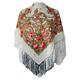 Lovely Ivory Authentic Russian Pavlovo Posad Scarf Shawl Stole Paisley Folk 100% Wool with silk fringes 89cm x 89cm
