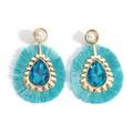 Zara Jewelry | " Zircon "- Gold Plated Fringed Teardrop Earrings | Color: Blue/Gold | Size: Os