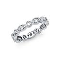 14ct White Gold Beaded Round CZ Cubic Zirconia Simulated Diamond Eternity Channel Set Band Ring Rs8 Size L 1/2 Jewelry Gifts for Women