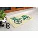 Latitude Run® Soho Machine Tufted Floral Basket Bike Coir 30 in. x 18 in. Non-Slip Outdoor Door Mat Coir in Green | Wayfair